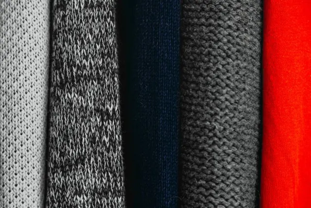 Rolls of knit fabric in different colors
