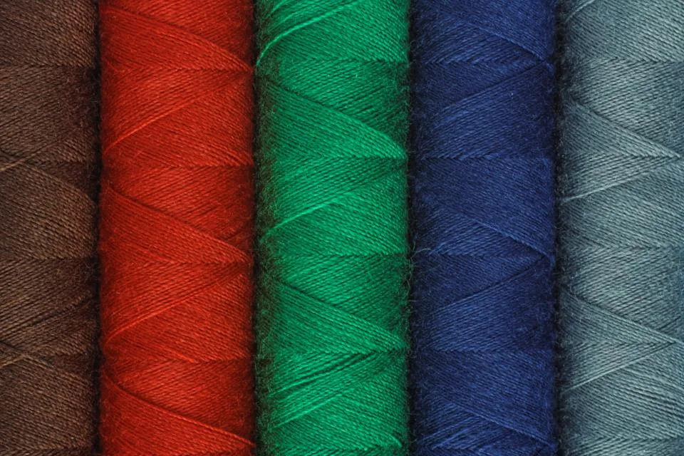 Spools of colored sewing thread